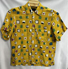 Vintage Men’s Brioni Camp Shirt M 100% Rayon Flowers Butterfly Ladybug Yellow