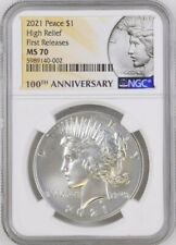 2021 Peace Silver Dollar Coin High Relief NGC MS70 First Releases