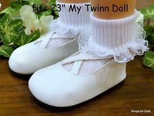 WHITE Cris-Cros Ankle Strap DOLL SHOES fits 23