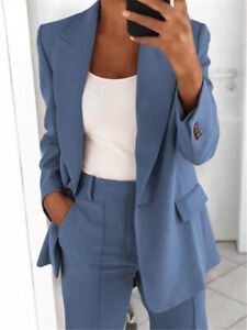 Women Blazer Suit Long Sleeve Shirt Loose Pants Set Female Casual Set OL Office
