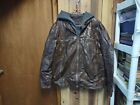 Vintage mens guess leather jacket xl Brown Grey Zip Out