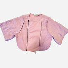 Adidas Stella McCartney Pink Crop Moto Jacket Coat Double Zipper Size 2XS