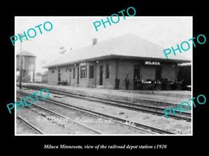 OLD 8x6 HISTORIC PHOTO OF MILACA MINNESOTA THE RAILROAD DEPOT STATION c1920