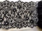 3 Yards Black Floral Embroidered Eyelash Mesh Lace Trim /9” in Width