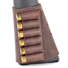 Shotgun Buttstock 6 Shell Holder Leather Cartridge 12 GA Brown Ammo Rifle Retro
