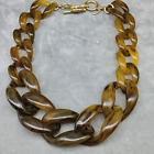 NEW Banana Republic Brown Tortoise Lucite Resin Chain Link Necklace