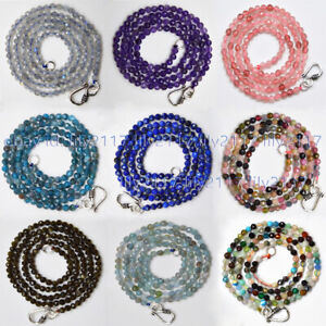 Lots Natural Multi-Color 3mm Faceted Mixed Gemstone Round Beads Necklace 16-28''