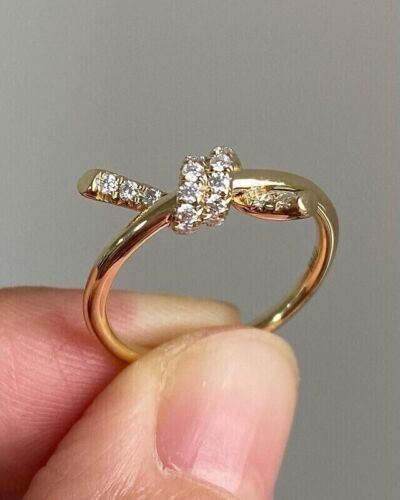 2.23 Ct Round Cut Simulated Diamond Knot Engagement Ring 14K Yellow Gold Plated