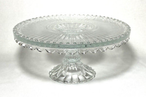 Early Small & Round Clear Glass Pedestal CAKE STAND (7.75