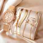 Women's Quartz Watch Luxury Leather Band Analog Wrist Watch & bracelet set