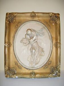 Vintage Alexander Backer Co Chalkware Plaque Wall Hanging Art (AS-IS)