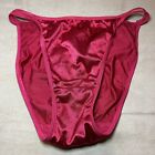 Vintage Shiny Red Second Skin Satin String Bikini Panties Size XL/8