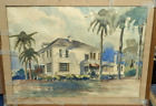 Vintage Watercolor  Of Al Capone's House In Ft Myers Florida Framed