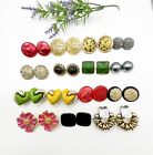LOT OF 15 Pairs Of Large Vintage Clip Back Earrings Craft or Wear # 49