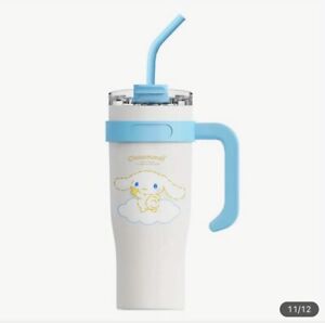Cinnamoroll Large Insulated Cup With Handle Travel Portable Straw Hot/Cold New