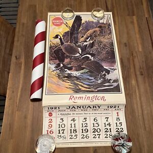 Reproduction 1983 Remington Arms Calendar Poster Fox Chase Geese
