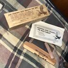 VINTAGE HERTERS CHATTER BOX TURKEY CALL WITH FACTORY PAPERS AND BOX LIKE UNUSED
