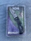 SOG Magnadot Partially Serrated Lockback Folding  Knife Brand New With Sheath
