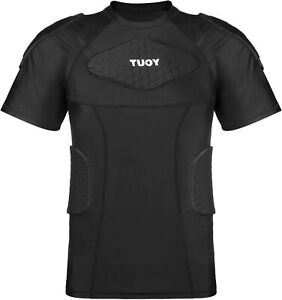 Men's Padded Compression Shirt Short Sleeve for Sports & Training - Adult Black