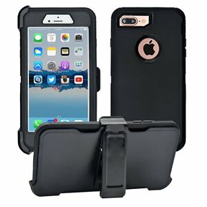 For iPhone 8 7 6 Plus SE 5S Case With (Belt Clip Fits Otterbox Defender) Black