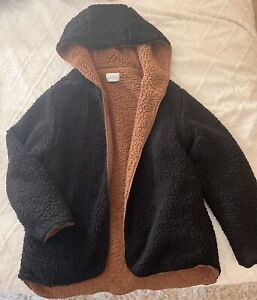 Urban Outfitters Oversized Fluffy Sherpa  Jacket In Black And Brown