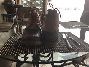 LL Bean Boots Men's 11 W Mid Length/ Ankle Brown Leather Lace Up Round Toe Duck