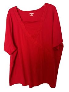 Liz and Me Womens Top 2X 22/24W Red Knit Long Sleeve Lace Mock Wrap Plus Size