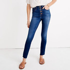 Madewell Size 26 10 Inch High Rise Skinny Crop Jeans Button Front Raw Hem Tencel