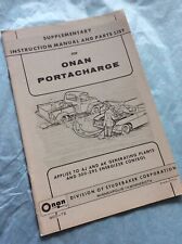 Onan Portacharge AK AJ Series Electric Jumpstart Operators Manual Parts Book