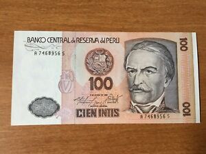PERU 100 Intis, 1987, Ramón Castilla, Bank note bill uncirculated crispy