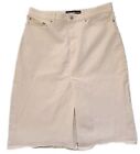Women's Express Jeans Stretch White Denim Skirt Front Slit Size 5/6