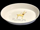 Pottery Barn Reindeer RUDOLPH Oval Christmas Casserole Dish Bowl Platter 13x9”