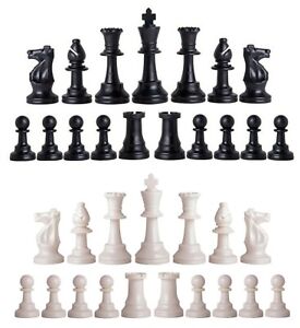 Staunton Triple Weighted Chess Pieces – Full Set 34 Black & White - 4 Queens