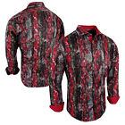 Men Shirt Red Black Snake Reptile Prints Slim Fit Suslo Couture Button Up
