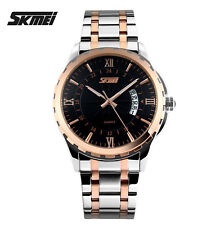 SKMEI Luxury Analog Two-Tone Steel Quartz Mechanism Daytime Watch