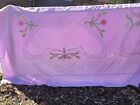 Pink 50's COTTON CHENILLE NEEDLE TUFT BEDSPREAD - Flowers , 88x108- Cutter LILAC