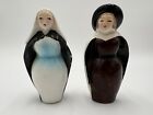 Vintage Salt and Pepper Shakers Man and Woman in Cloaks Hat and Scarf