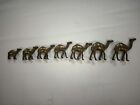 7 Vintage Miniature Solid Brass Camel Figurines - All In A Row!