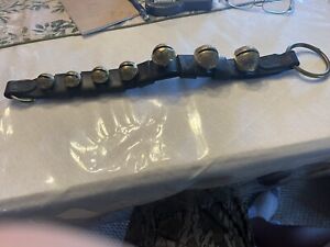 New ListingAntique Graduated Engraved Sleigh Bells on Nice 19” Leather Strap * 7 Bells *