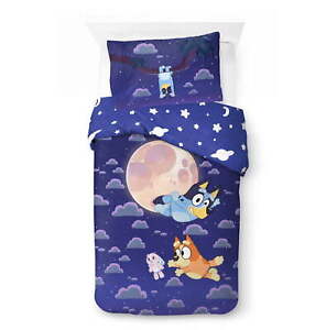 Bluey Kids Comforter and Sham, 2-Piece Set, Twin/Full, Reversible, Blue  ,