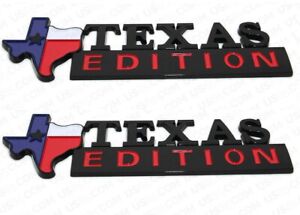 (TWO) TEXAS FLAG EDITION EMBLEMS BADGE for CHEVY FORD UNIVERSAL STICK ON