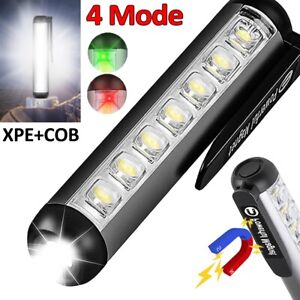 Rechargeable COB LED Flashlight Work Light Magnetic Super Bright Torch Penlight