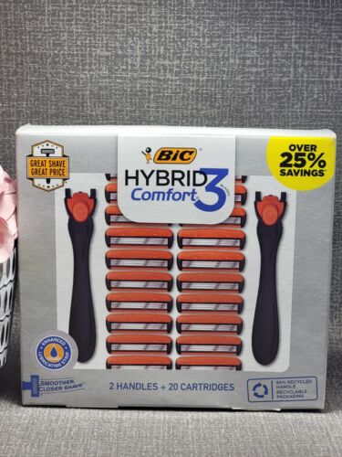 Bic Hybrid Comfort 3 Razor Box Gift Set 20 Cartridges 2 Handles. NEW IN BOX
