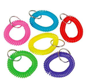 LOT OF 6 SPIRAL KEYCHAINS KEY CHAIN WRIST COIL CHAINS ELASTIC FAST SHIPPING