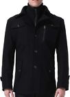 YOUTHUP Men's Wool Peacoat Regular Fit Military Thick, Black. S