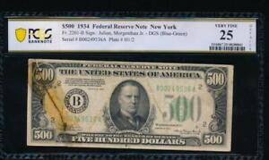AC 1934 $500 FIVE HUNDRED DOLLAR BILL New York PCGS 25 details