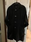 London Fog Women’s Black Long Trench Coat Floral Button Raincoat Size XL