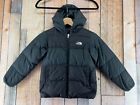 North Face 550 Down Puffer Jacket Hooded Reversible Coat Kids Boys Size 6 Black