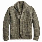 Men Chunky Knit Shawl Button Coat Jacket Warm Sweater Pocket Jumper Cardigan Top