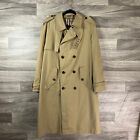 Vintage Webster Trench Coat Mens L Khaki Beige Double Breasted Pockets Collared